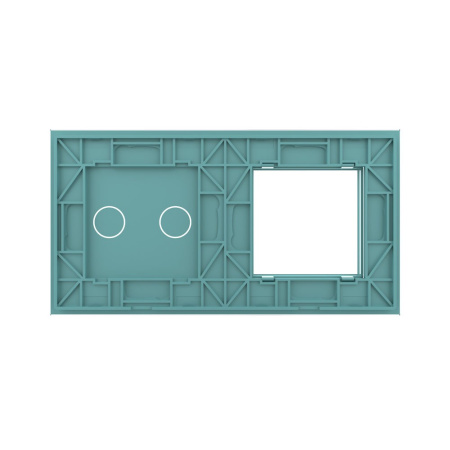 Панель для розетки и сенсорного выключателя, 2 клавиши, цвет зеленый, стекло Livolo