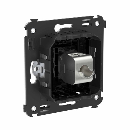 Компьютерная розетка RJ-45 без шторки в стену, кат.6 одинарная экранированная, "Avanti", "Черный квадрат" DKC