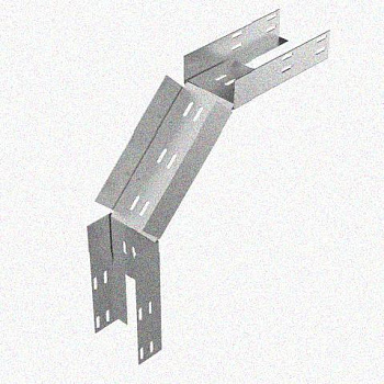 Лоток перфорированный КС 50х50-90 УТ1,5 для поворота трассы вниз на 90, оцинкованный лист S1,0