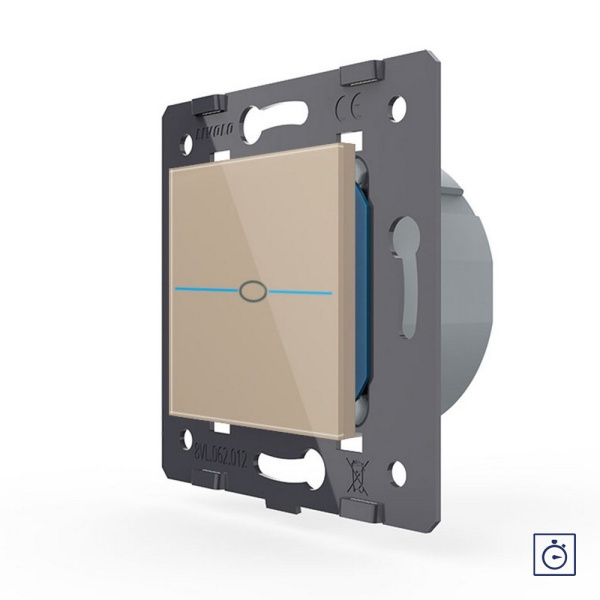 Одноклавишный сенсорный выключатель с таймером Quadro, цвет золотой (механизм) Livolo