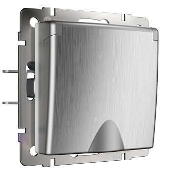 Розетка влагозащ. с зазем. с защит. крышкой и шторками (cеребряный рифленый) СУ IP44 Werkel