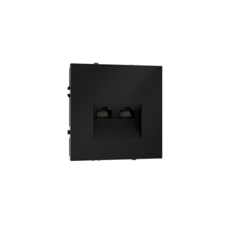 Розетка компьютерная встраиваемая Voltum S70 двойная RJ45+RJ45 КАТ.6, (черный матовый)