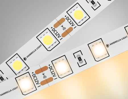 Светодиодная лента GS2001 5050 60Led/ 14.4W m/ 12V IP20 3000K/ 5000*10*1.87mm/ кратность резки 50mm (2 конт.) Ambrella Light