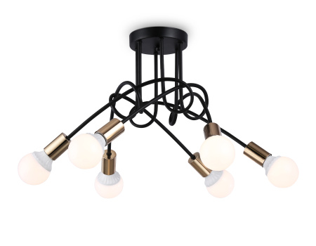 Потолочный светильник в стиле лофт TR80419/5 BK/GD черный/золото E27/5 max 60W D690*370 Ambrella Light