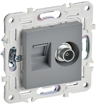 SKANDY Розетка двойная TV+RJ11 SK-A16Gr серый IEK SKANDY Розетка двойная TV+RJ11 SK-A16Gr серый IEK