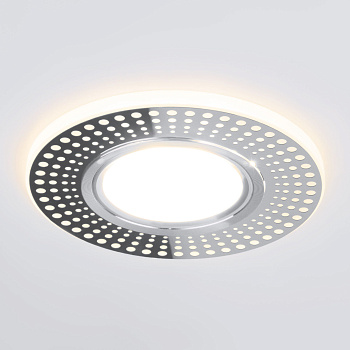 Встраиваемый точечный светильник со св/д подсветкой 1*G5.3 4200К хром IP20 (a045437) Elektrostandard