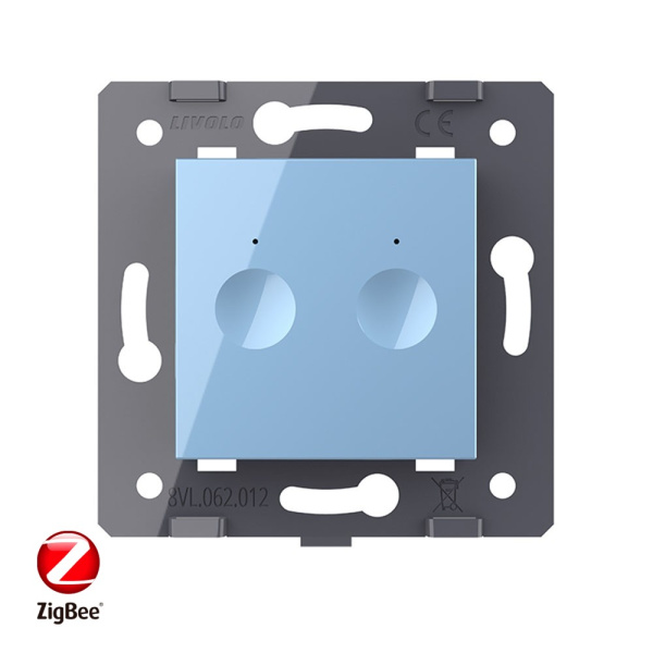 Двухклавишный сенсорный выключатель ZigBee Module, цвет синий (механизм) Livolo