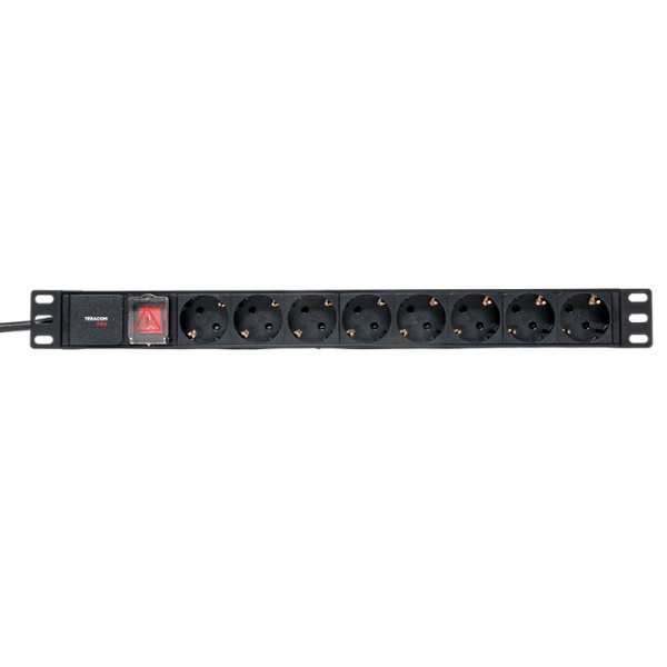 Блок розеток PDU TERACOM PRO 19" 1U 16А/250В 8 розеток Schuko с выключателем шнур питания длиной 2 метра сечение 3x1,5 мм2 вилка Schuko корпус пластик Блок розеток PDU TERACOM PRO 19" 1U 16А/250В 8 розеток Schuko с выключателем шнур питания длиной 2 метра сечение 3x1,5 мм2 вилка Schuko корпус пластик