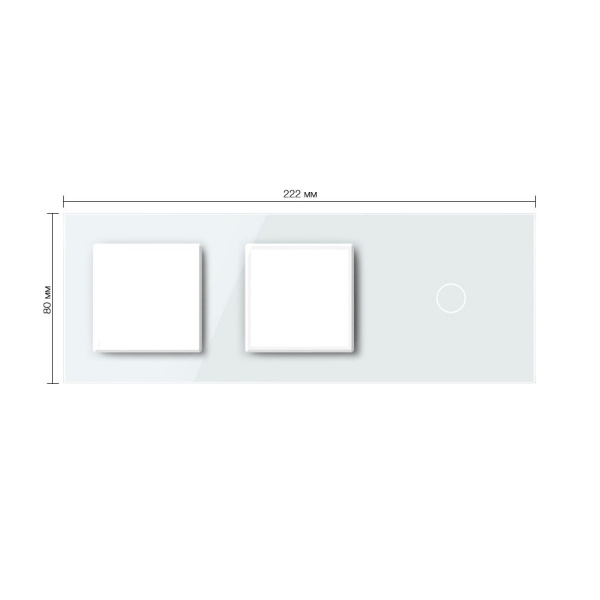 Панель для двух розеток и сенсорного выключателя, 1 клавиша, цвет белый, стекло Livolo