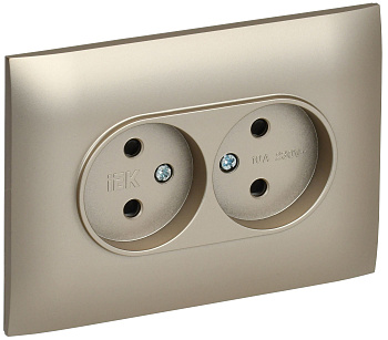 SKANDY Розетка 2-местная без заземления с защитными шторками 10А в сборе SK-R09Sh шампань IEK