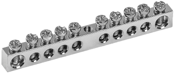 Шина PEN "земля-ноль" 6х9мм 10/1 с никелевым покрытием (10групп/крепеж по центру) IEK