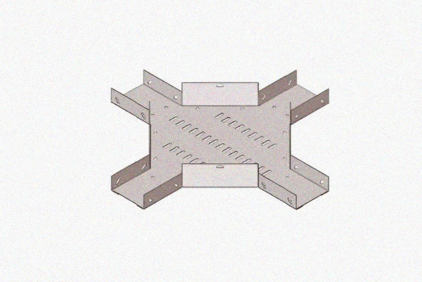 Лоток крестообразный замковый глухой КМЗГ 500х80 УТ1,5, горячее цинкование, S1,5