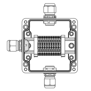 Взрывозащ. клемм. коробка из полиэстера TBE-P-03-(10xCBC.2)-1xPABMP(A)(C)(D)1Ex e IIC Т5 Gb / Ex tb IIIC T95°C Db IP66 DKC