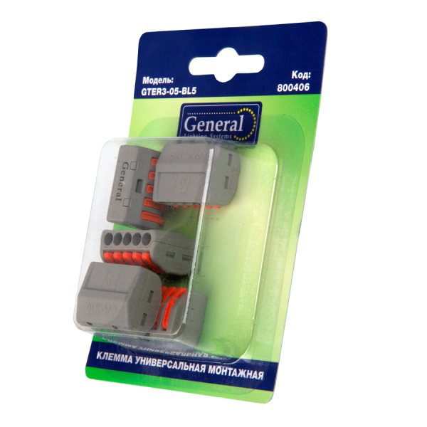 GTER3-05-BL5 клемма универсальная монтажная 5-проводная, блистер 5шт General