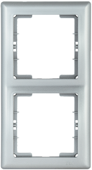 Рамка 2-местная вертикальная РВ-2-БС BOLERO серебряный IEK
