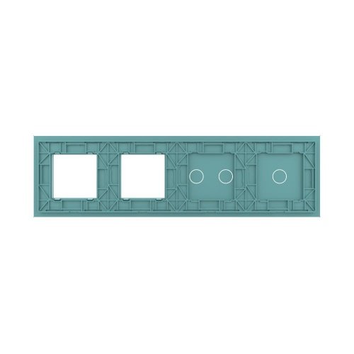 Панель для 2-х сенсорных выключателей и 2-х розеток, 3 клавиши (1+2), цвет зеленый, стекло Livolo фото 4