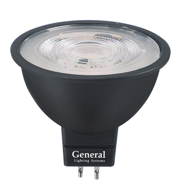 Лампа Светодиодная GLDEN-MR16-7-230-GU5.3-6500 1/10/100 Черная Dif 60 General