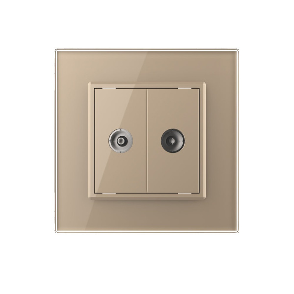 Розетка ТВ двойная Золотая Livolo Розетка ТВ двойная Золотая Livolo