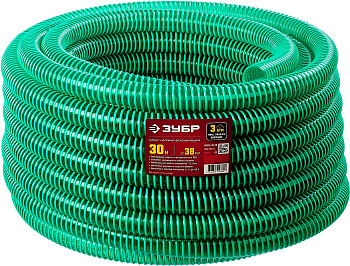 Шланг напорно-всасывающий со спиралью ПВХ, 3 атм, 38мм х 30м ЗУБР