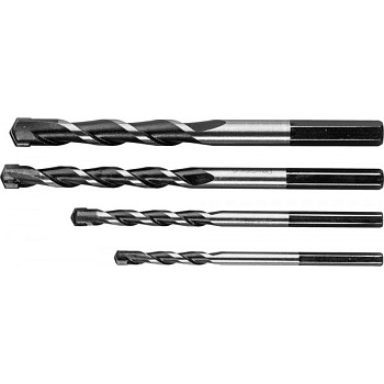 СУПЕР-6 4 шт: d 5-6-8-10 мм набор сверл по бетону с шестигранным хвостовиком ПРОФЕССИОНАЛ ЗУБР