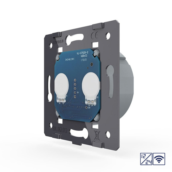 Двухклавишный сенсорный выключатель 12/24В с функцией радиоуправления (механизм) Livolo