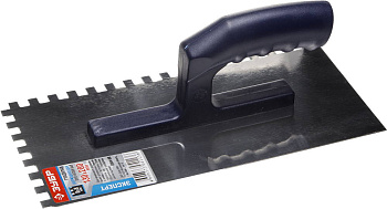 Профи 130х280 мм, 8х8 мм, гладилка штукатурная зубчатая нержавеющая с пластиковой ручкой. Серия Профессионал. ЗУБР