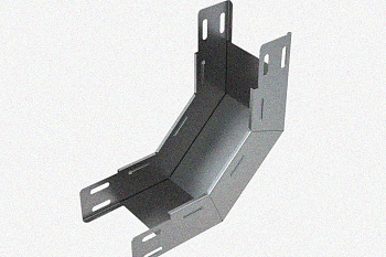 Лоток замковый глухой КСЗГ 150х50-90 УХЛ1 для поворота трассы вниз на 90, оцинкованный лист, S1,0