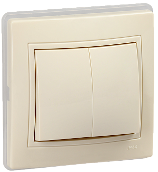 KVARTA Выключатель 2-клавишный ВС10-2-0-ККм-44 10А IP44 кремовый IEK