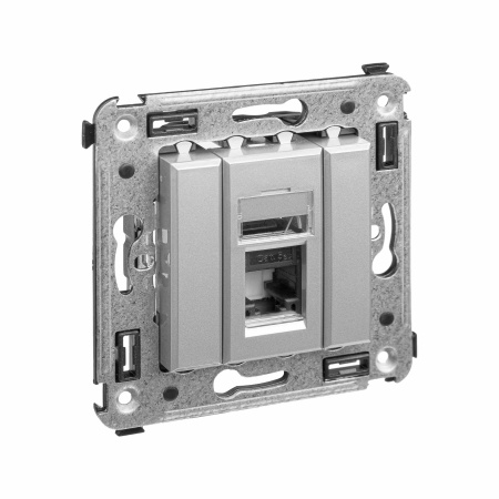 Компьютерная розетка RJ-45 в стену, кат.5e одинарная,"Avanti","Закаленная сталь" DKC