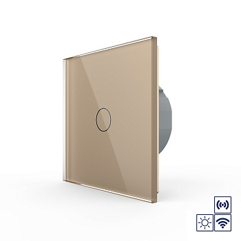 Сенсорный импульсный радиоуправляемый выключатель сухой контакт 1 клавиша 1 модуль Золотой Livolo