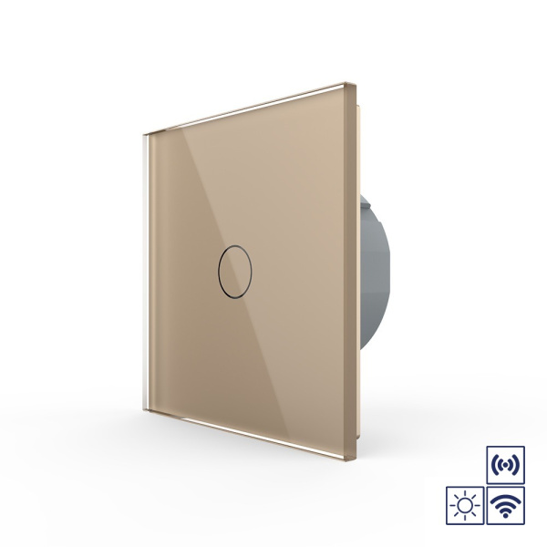 Сенсорный импульсный радиоуправляемый выключатель сухой контакт 1 клавиша 1 модуль Золотой Livolo