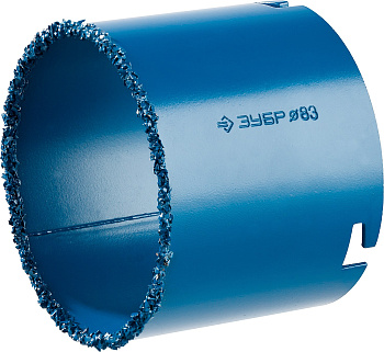 Кольцевая коронка "Профессионал" c карбид-вольфрамовым нанесением, 83 мм, высота 55 мм ЗУБР