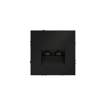 Розетка компьютерная встраиваемая Voltum S70 двойная RJ45+RJ45 КАТ.6, (черный матовый)