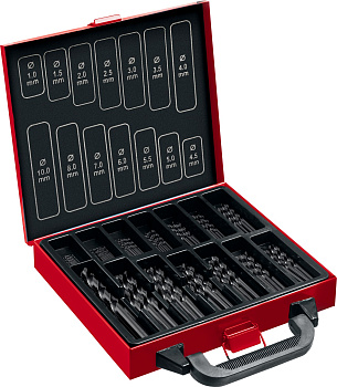 МАСТЕР 99шт(1-10мм), Набор сверл по металлу, сталь Р4М2, класс В, мет.бокс ЗУБР