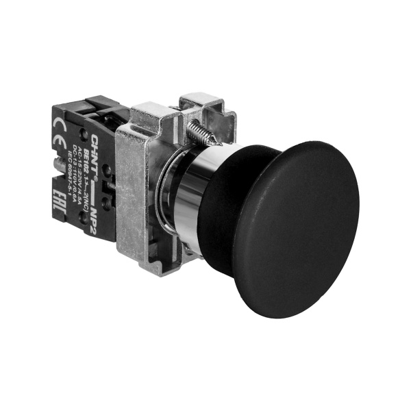 Кнопка управления "Грибок" Φ40мм самовозв. NP2-BC22 без подсветки черная 1НЗ, IP40 (R) CHINT