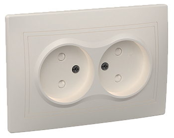 Розетка 2-местная РСш12-2-ККм без з/з с защитной шторкой 10А КВАРТА кремовый IEK