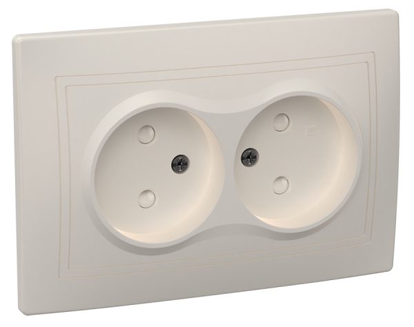 Розетка 2-местная РСш12-2-ККм без з/з с защитной шторкой 10А КВАРТА кремовый IEK Розетка 2-местная РСш12-2-ККм без з/з с защитной шторкой 10А КВАРТА кремовый IEK