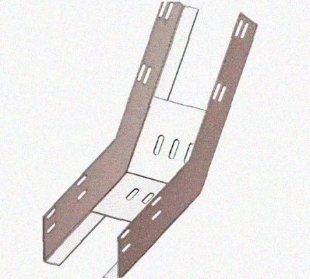 Лоток перфорированный КП 500х200-45 УТ1,5 для поворота трассы вверх на 45, оцинкованный лист, S1,5