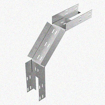 Лоток замковый перфорированный КСЗ 200х65-90 УХЛ1 для поворота трассы вниз на 90, оцинкованный лист, S1,0