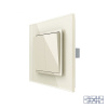 Двухклавишный перекрестный механический выключатель 1 пост, цвет жемчужный Livolo