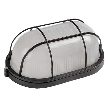 Светильник под лампу ЖКХ НБП/НПП 1402 овал черный с реш. GCF-O-E27-60-IP65 General