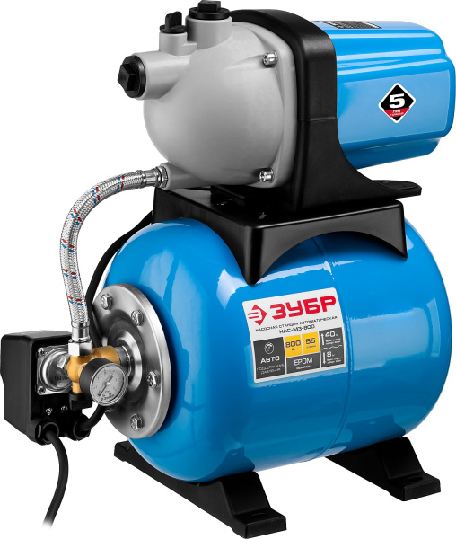 Станция насосная "Мастер" М3 автоматическая, 800 Вт, пропускная способность 55 л/мин, напор 40 м, бак 20 л ЗУБР Станция насосная "Мастер" М3 автоматическая, 800 Вт, пропускная способность 55 л/мин, напор 40 м, бак 20 л ЗУБР