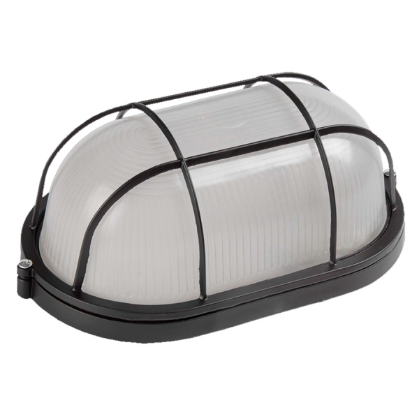 Светильник под лампу ЖКХ НБП/НПП 1402 овал черный с реш. GCF-O-E27-60-IP65 General