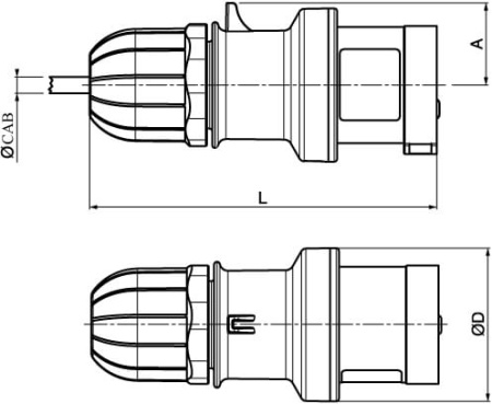 Вилка кабельная с безвинтовыми клеммами IP44 16A 3P+E+N 400В DKC