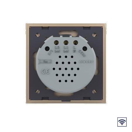 Сенсорный радиоуправляемый выключатель 2 клавиши 1 пост Золотой Livolo