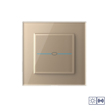 Сенсорный импульсный выключатель Quadro сухой контакт 1 клавиша 1 модуль Золотой Livolo