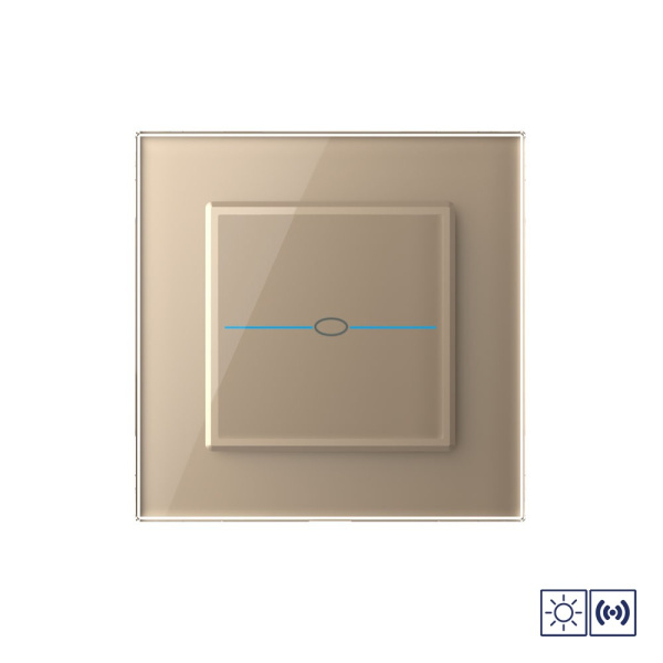 Сенсорный импульсный выключатель Quadro сухой контакт 1 клавиша 1 модуль Золотой Livolo