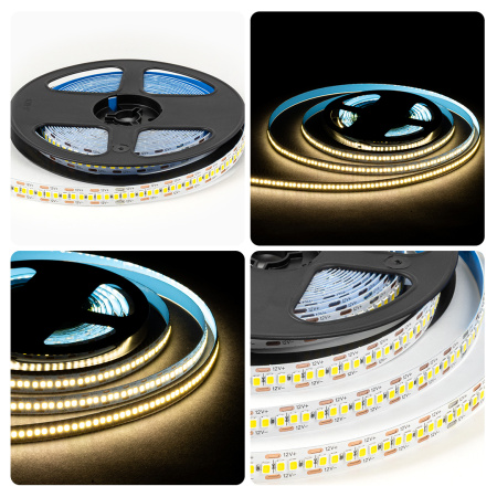 LSE-266 Светодиодная лента 12В, 19,2Вт/м, 2200 лм/м, 4000К, smd2835, 240д/м, IP20, ширина подложки 10мм, 5м, д/б OGM