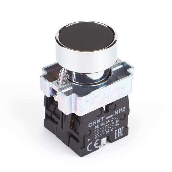 Кнопка управления NP2-BA25 без подсветки черная, 1НО+1НЗ, IP40 (R) CHINT