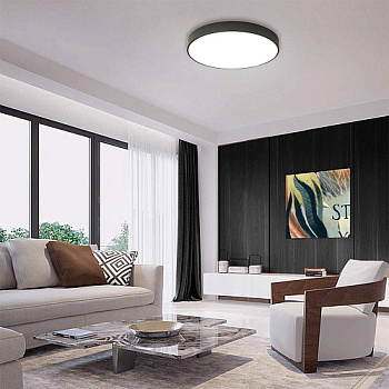 Светильник накладной со светодиодами, 48W, 3840Lm, 3000К-4000К-6400K, AL1600 черный Feron